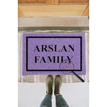 KIVIRCIK PASPAS KISIYE OZEL FAMILY LILA 40X60 CM Dekoratif Çok Amaçlı Iç ve Dış Kapı Paspası