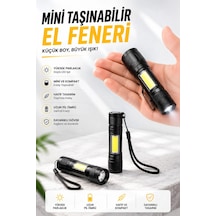 Işıldak El Feneri Kamp Lambası Mini Taşınabilir Acil Durum Lambası Fener Led Işık Siyah