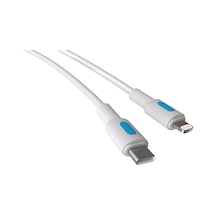 Coral Type C-lightning 27watt Pd Hızlı Şarj Kablosu Beyaz + Mavi/beyaz Uç 150 Cm