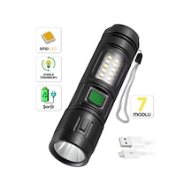7 Mod Şarjlı El Feneri Zoomlu Type-c Cob Led Lamba Acil Durum Işığı 4228 Siyah