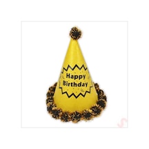 Ponponlu Happy Birthday Şapka, 20cm X 1 Adet - Altın