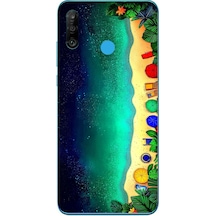 Huawei P30 Lite Uyumlu Tatil Kumsal Gecesi Baskılı Silikon Kılıf Renkli