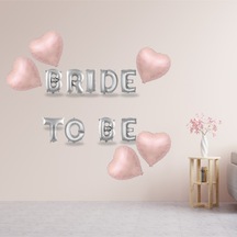 Pembe Folyo Kalp Gümüş Folyo Harfli Bride To Be Süsleme Gümüş - Pembe