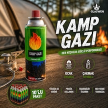 10 Adet Kamp Gazı Gaz Tüpü Portatif Ocak Kartuşu Tek Kullanımlık Pürmüz 400 Ml 227 Gr Yeşil