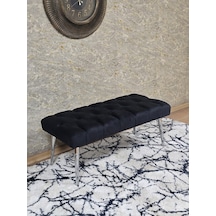 Zafir Krom Kaplama Sivriltme Ayaklı 90 Cm Puf Bench - Puf - Bench - Kasalı Oturak - Oturak - Yatak Ucu Puf Siyah