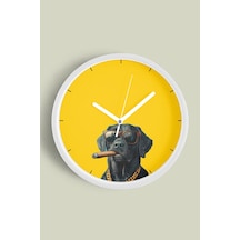 Cool Köpek Tasarım Modern Duvar Saati - 42cm - Önü Camlı Beyaz Kasa - Sessiz Mekanizma Beyaz