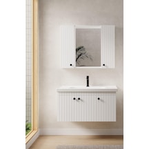 Denko Bodur 100 Cm Mdf Beyaz Banyo Dolabı Takımı Beyaz