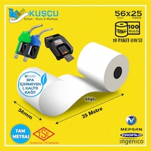 100 Adet 56x25 Tse Belgeli - 1. Kalite - Bpa İçermeyen - Benzinlik Pompa,pos,yazar Kasa Rulo