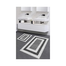 Buççin Online Mağaza Safir 2'li Banyo Paspası Yıkanabilir Kaymaz Taban Renkli Dekoratif Banyo Paspası Seti Dijital Baskı Çok Renkli