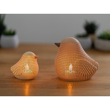 Storeşahin Örgü Desenli Serçe Figürlü Tealight Mumluk Bahar Dekoratif Mum Tutucu Shn0720 Çok Renkli