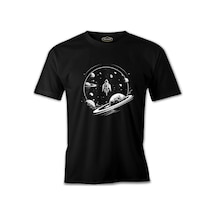 Gezegenlere Seyahat Siyah Erkek Tshirt 001