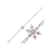 Gümüş Pembe Lotus Çiçeği Kadın Bileklik Gümüş