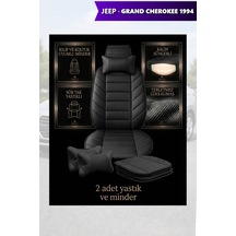 Jeep Grand Cherokee 1994 Uyumlu Lüks Premium Siyah Renk 2 Adet Minder Ve Yastık