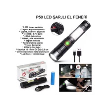 Geniş Açılı P50 Led Şarjlı El Feneri Wt-601 Tdrtr Çok Renkli