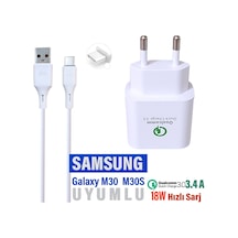 Samsung Galaxy M30 - M30s Uyumlu Şarj Cihazı Ve Kablo Hızlı Şarj
