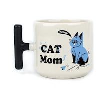 Cat Mom Baskılı Siyah Kulplu T Kupa