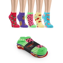 5 Çift Eğlenceli Desenler Kadın Patik Çorap Ozzyp006-36 - 40