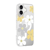 Mey İthalat Apple Uyumlu iPhone 16 Floral Magsafe Kapak - Sarı