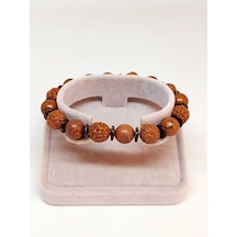 Hindistan Cevizi, Rudraksha & Venge Unisex 10mm Ahşap Tasarım Bileklik 39670 Çok Renkli