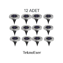 12 Adet 8 Led'li Gömme Solar Güneş Enerjili Zemin Yol Bahçe Aydınlatma Spot Lambası Su Geçirmez
