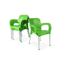 Hesaplimagazam 4 Adet Metal Ayaklı Plastik Sandalye 6 Renk Kollu Koltuk