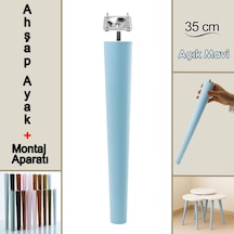 Ahşap Ayak 35 Cm Açık Mavi M8 Civatalı Bağlantı Aparatlı Dolap Mobilya Koltuk Kanepe Destek Ayağı Ayakları Açık Mavi