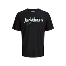 Jack & Jones Erkek Gögüs Baskili Bisiklet Yaka Tisört - Tom - 12298418 Siyah