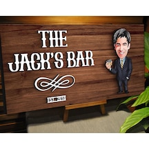 Bk Gift Kişiye Özel Karikatürlü Kabartma Tasarım Ceviz Ahşap Bar Tabelası, Home Bar Tabela, Rustik Ev Dekorasyonu, Duvar Dekoru-4 46 X 23 Cm