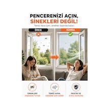Flyblocker Tek Kanat Pencere Sinekliği 75x125 Cm Beyaz 4 Metre Çift Taraflı Cırt Bantlı Kolay Montaj