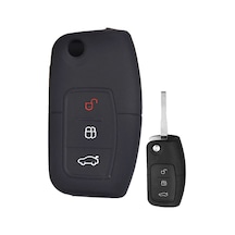 Ford Fiesta Focus Mondeo B-max C-max Anahtar Uyumlu Silikon Oto Anahtar Kumanda Kabı Kılıf Siyah