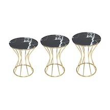 Brc Kum Saat Zigon Model Siyah Mermer Temper Cam Metal Çelik Gold