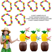 Nessiworld Tropikal Hawaii Parti Malzemeleri Kolye, Pipet, Bardak Seti Diğer