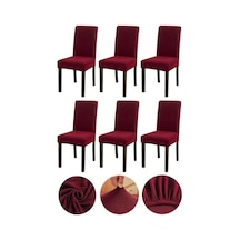 Bambu Nano Kumaş Likralı Yıkanabilir 6'li Sandalye Kılıfı Lastikli Sandalye Örtüsü 6adet Bordo Çok Renkli