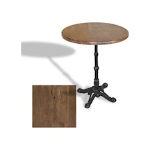 Çipa 1002 Döküm Ayak Yuvarlak Masa Çap 80cm - Werzalit, Wermodin Ve Allzalit Tabla - Rustic Dark Çok Renkli
