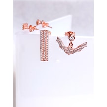 Gümüş Gold Plaka Tasarım Kombin Kadın Küpe Doğum Günü Hediye