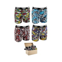 Teet Premium Erkek Boxer Pamuklu Desenli 4'Lü Set K3 001