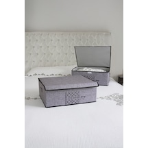 Elegance Keçe Kapaklı Baza Kutu Hurç, Organizer, 50x40x19cm, Eşyalarınızı Düzenleyin, Gri Renk Renkli