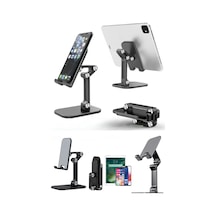 Kademeli Katlanabilir Masaüstü Telefon Tablet Standı Siyah
