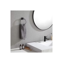 Yapışkanlı Siyah Yuvarlak Havluluk Banyo Mutfak Havlu Askılık Siyah
