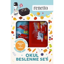 Renetto T-850 Okul Beslenme Seti Kırmızı Araba Desenli Kırmızı