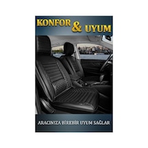 Tr Peugeot 5008 İle Uyumlu 3 Tekli Lüx Deri Oto Koltuk Kılıfı Ön Arka Takım Safir Tam Siyah Genel