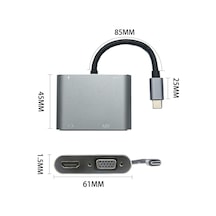 4 Ü 1 Arada Type-c To Hub Dönüştürücü Adaptör 4k Ultra Hd Hdmı &amp Amp Vga Görüntü Aktarımı, Pd Hızlı Şarj Destekli, Usb Çoklayıcı 4801