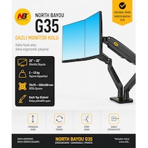 North Bayou G35 Çift Monitör Kolu 22"-32" Gazlı Yaylı Ergonomik Monitör Standı 2-12 Kg Vesa Uyumlu