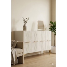 Ka1232btg Slim Konsol Ve Tv Sehpası Beyaz-traverten -gold 120cm Beyaz-traverten-gold