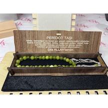 Peridot Taşı Tesbih -doğal Taş -özel Ahşap Kutusunda -yeşil