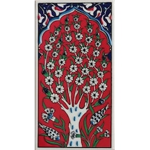 Armada Çini 10X20 Cm Ed 205 Kırmızı Hayat Ağacı El Dekoru Çini