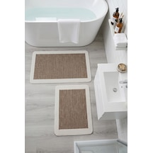 Sisal Vektör Kaymaz Tabanlı Kolay Silinebilir 2li Kahve Banyo Paspas Seti 60x100-50x60 Kahverengi