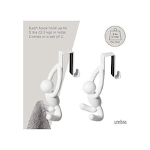 Umbra Buddy'de Ayrıca Kapaklar Ve Çekmeceler İçin Kapı Üstü Kancası Da Bulunmaktadır, Beyaz, 2'li Set Açık Bej