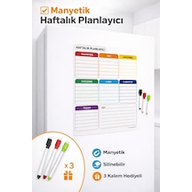 Haftalık Planlayıcı Magnet Silinebilir Mıknatıslı Yazı Tahtası Büyük Boy 35 50 Cm Ve 3 Kalem Diğer