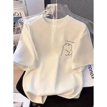 Primemagazam Kadın T-shirt Kısa Kollu, "umrumda Değil" Baskılı Tişört - Beyaz Çeşitli